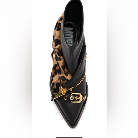 Moschino leopard print pointed toe soft top grain leather boot size EU 37 - Picture 5 of 16